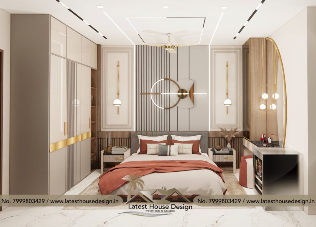 Modern Bedroom Design with elegant interiors and stylish furniture layout.