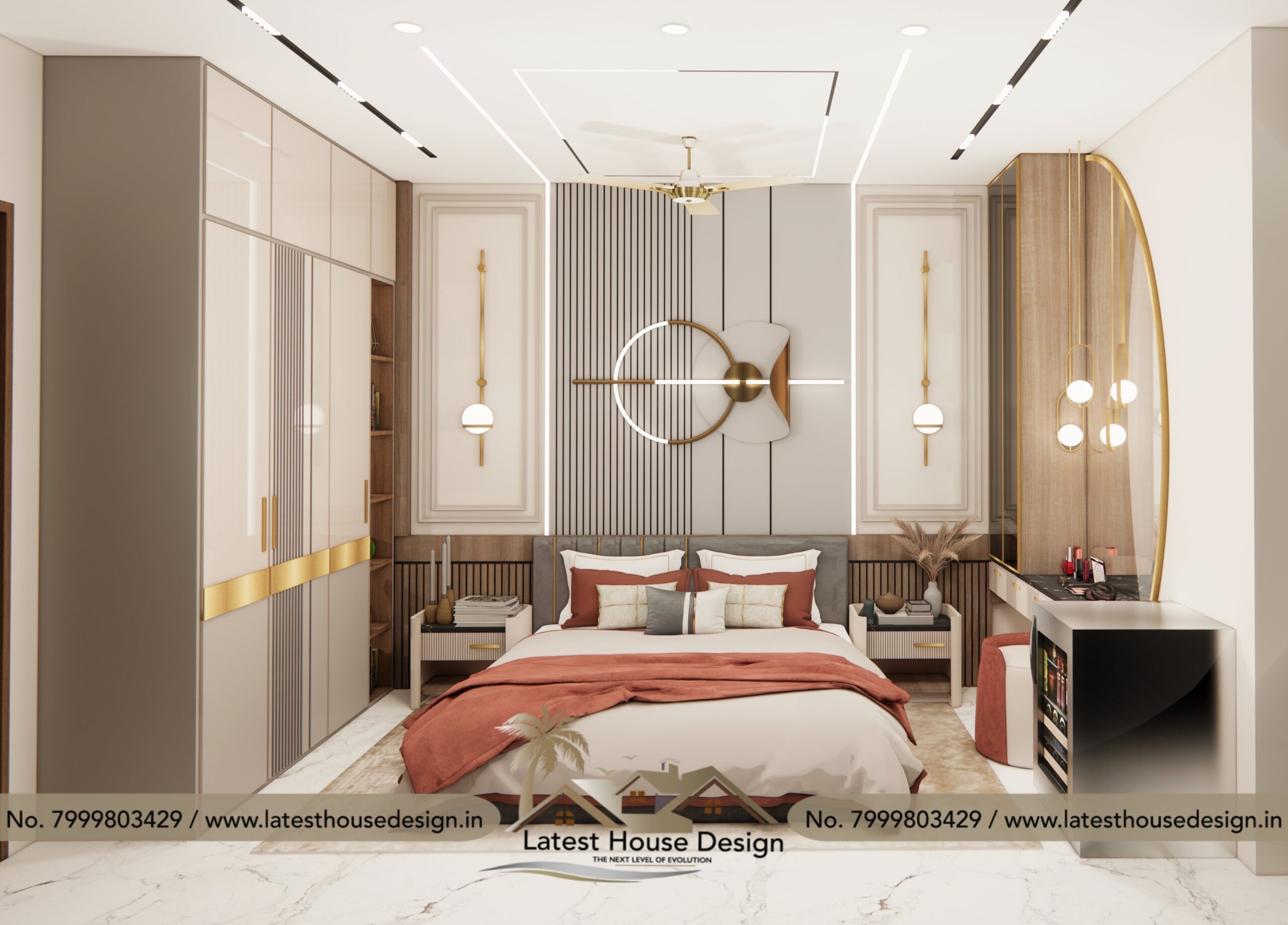 Modern Bedroom Design with elegant interiors and stylish furniture layout.