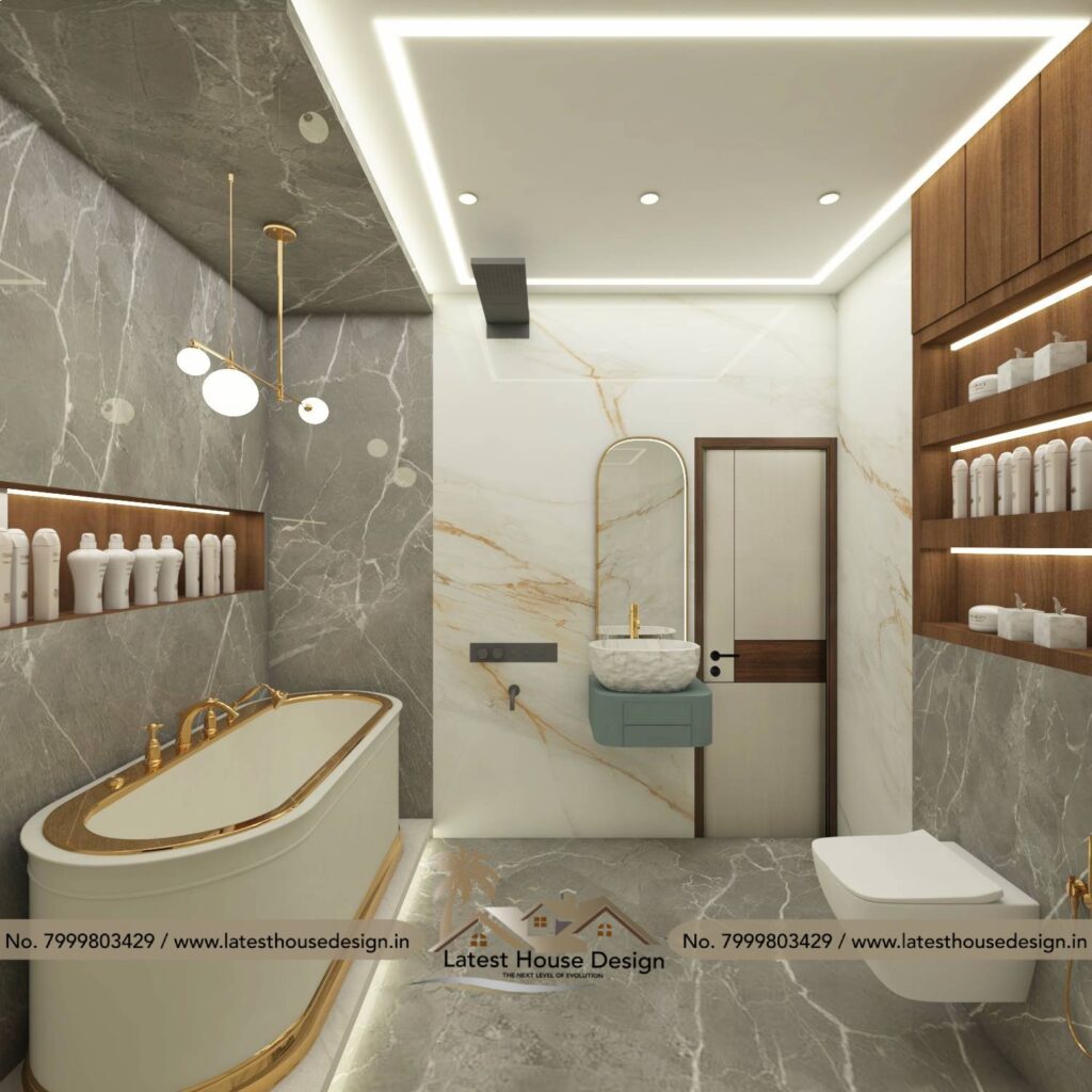 Modern Washroom Design with elegant fittings and luxury interiors.