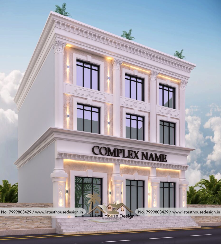 Commercial Elevation design for modern office and showroom buildings