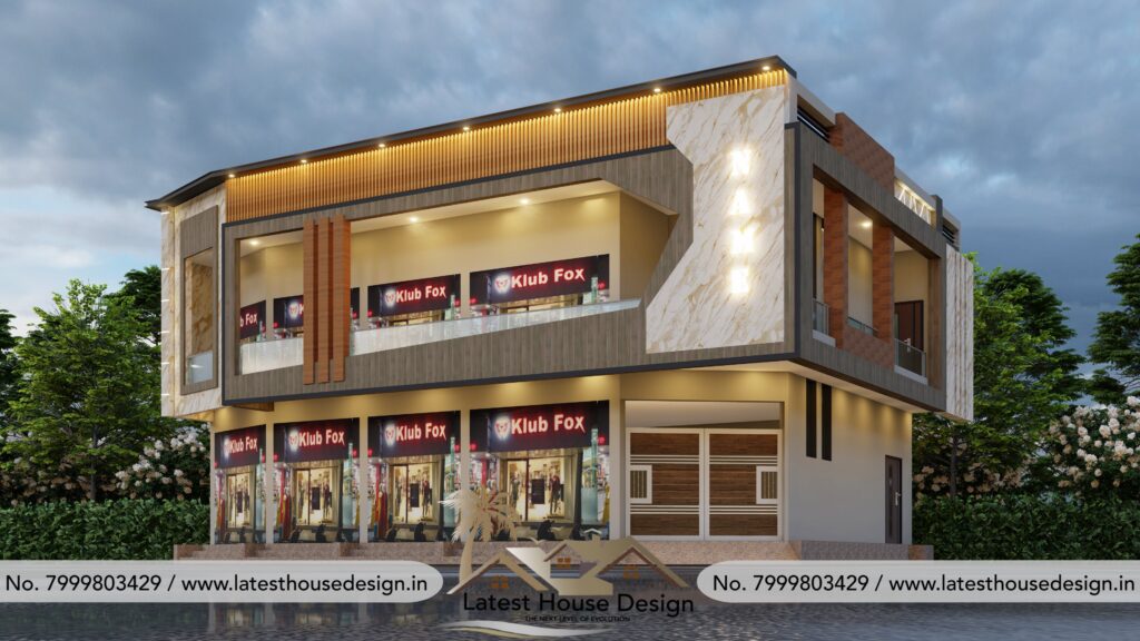 Commercial Elevation design for modern office and showroom buildings