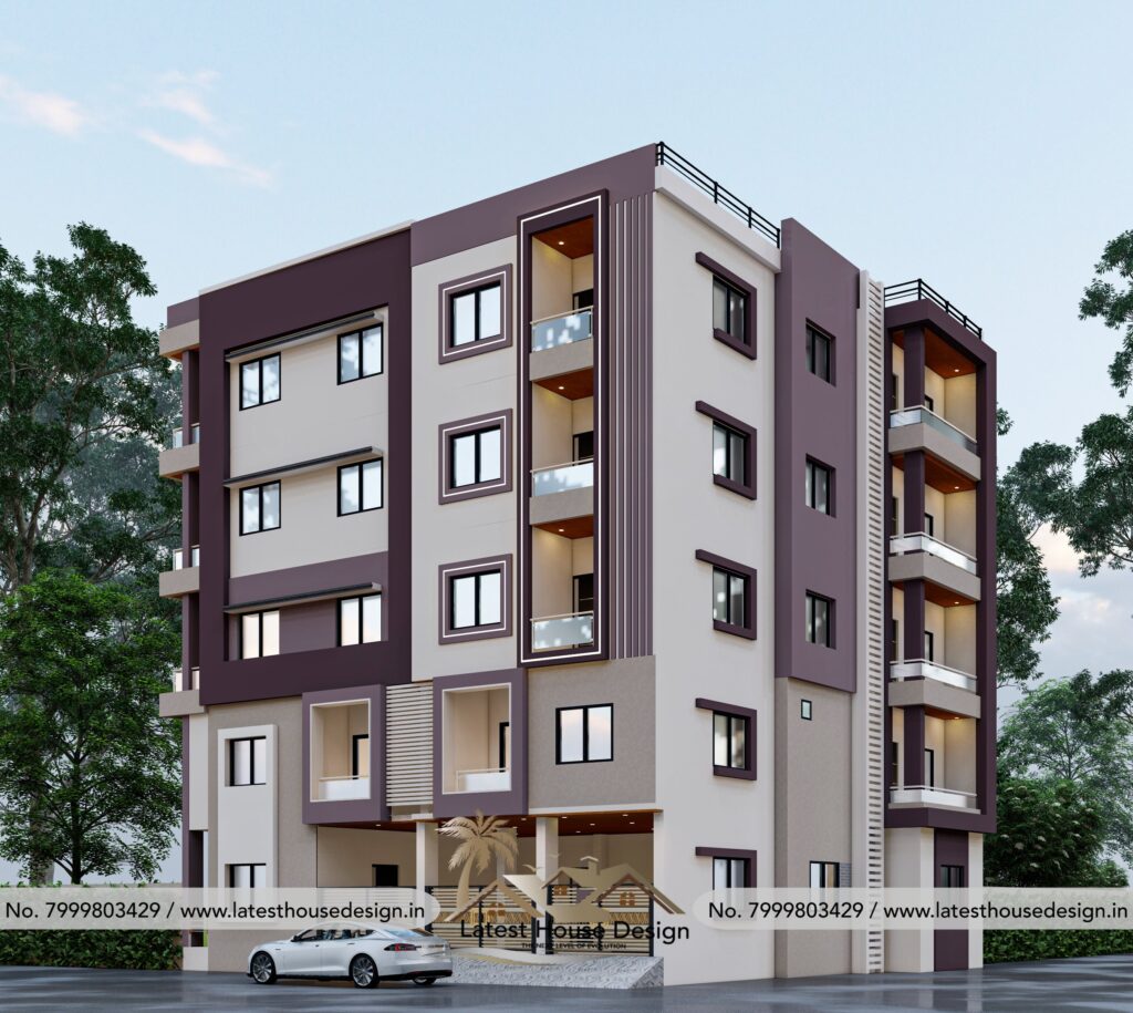 Apartment Elevation Design with modern architectural style