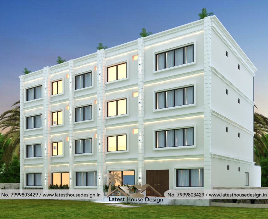 Apartment Elevation Design with modern architectural style