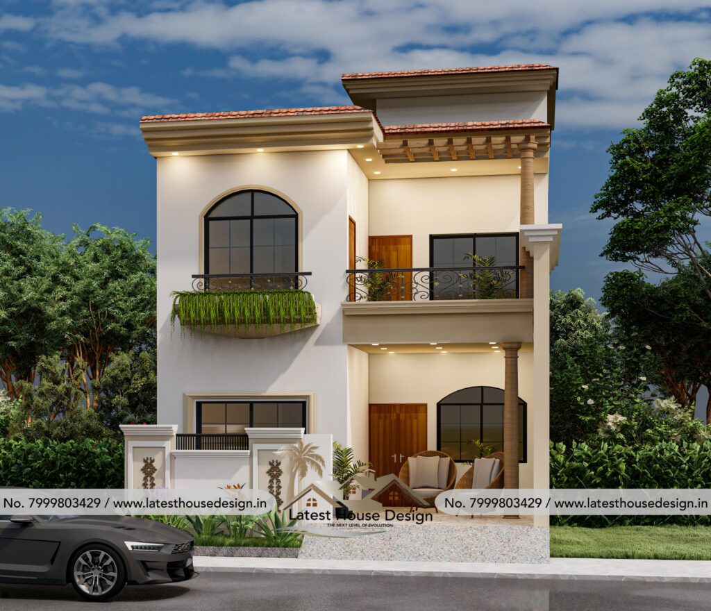 Kerala Hut Elevation design with traditional sloping roof architecture