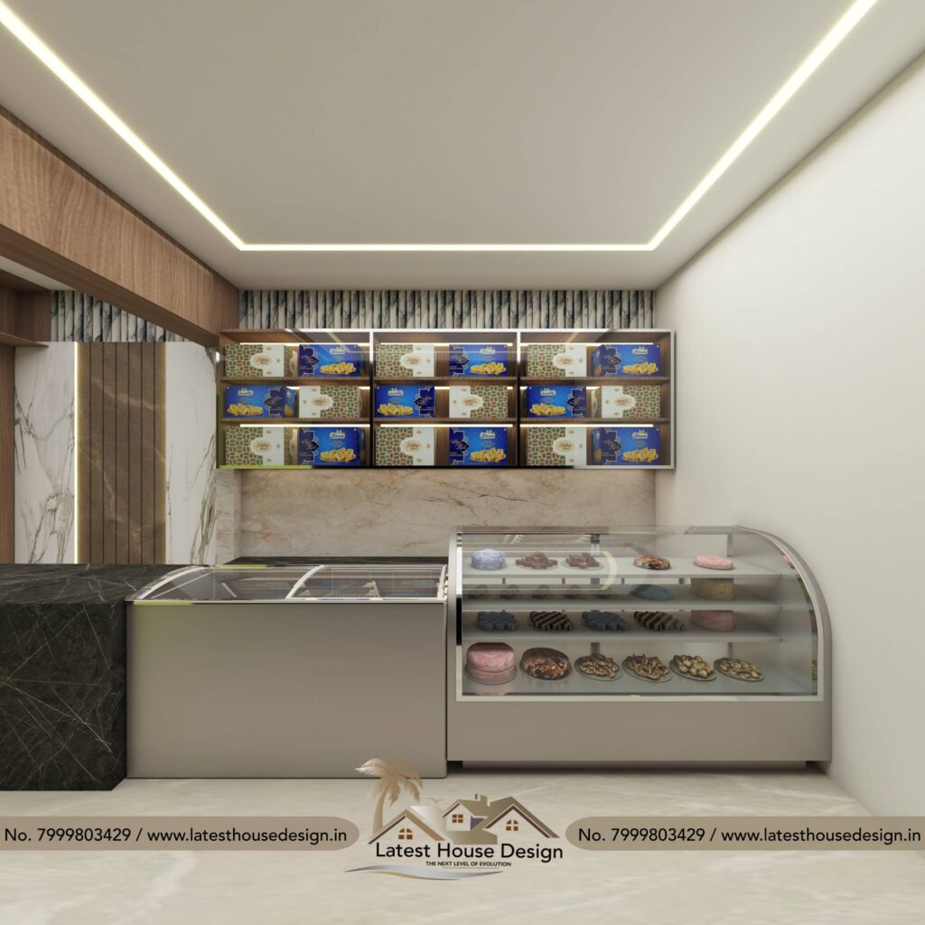 Modern Bakery Shop Design with stylish interiors and elegant display counters.