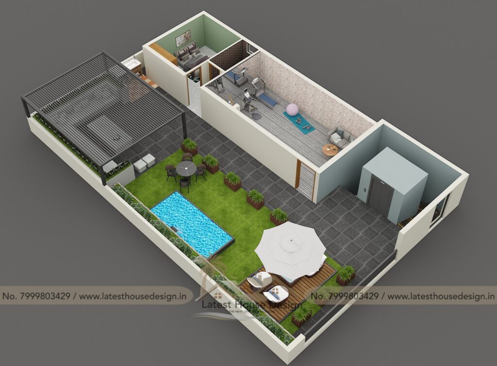 High-quality 3D Floor Plan / Cut Section showcasing detailed home layout and interiors