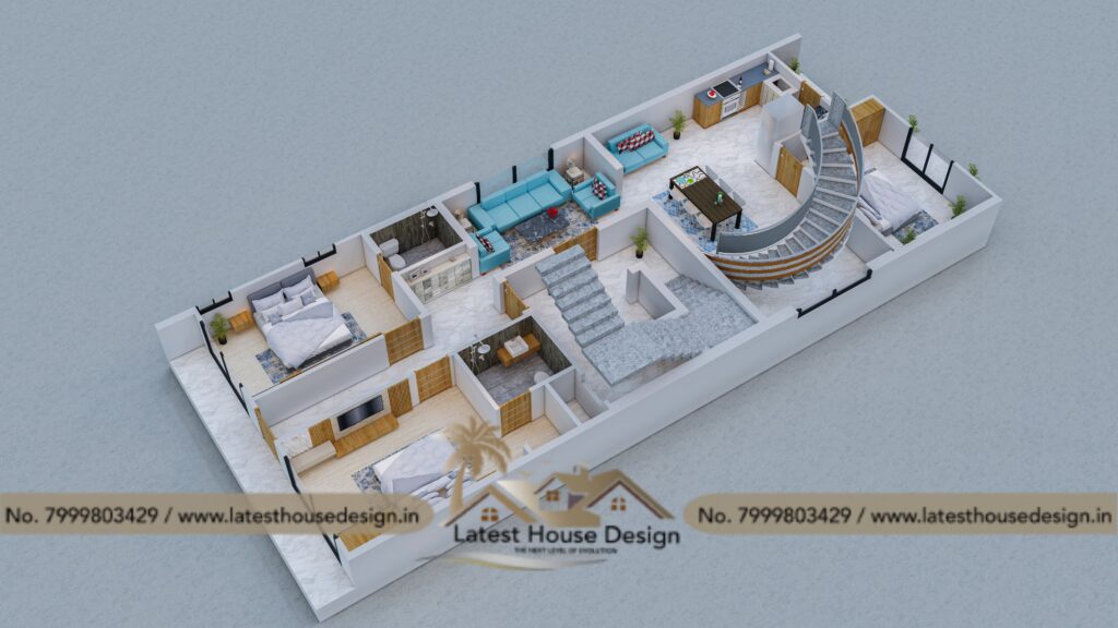 High-quality 3D Floor Plan / Cut Section showcasing detailed home layout and interiors
