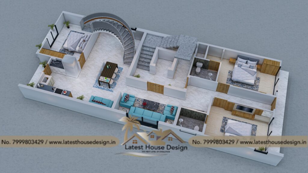 High-quality 3D Floor Plan / Cut Section showcasing detailed home layout and interiors