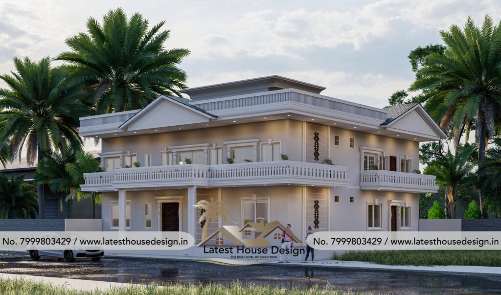 Kerala Hut Elevation design with traditional sloping roof architecture