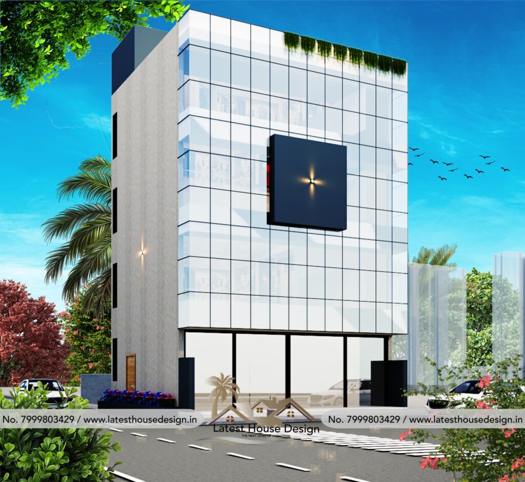 Commercial Elevation design for modern office and showroom buildings