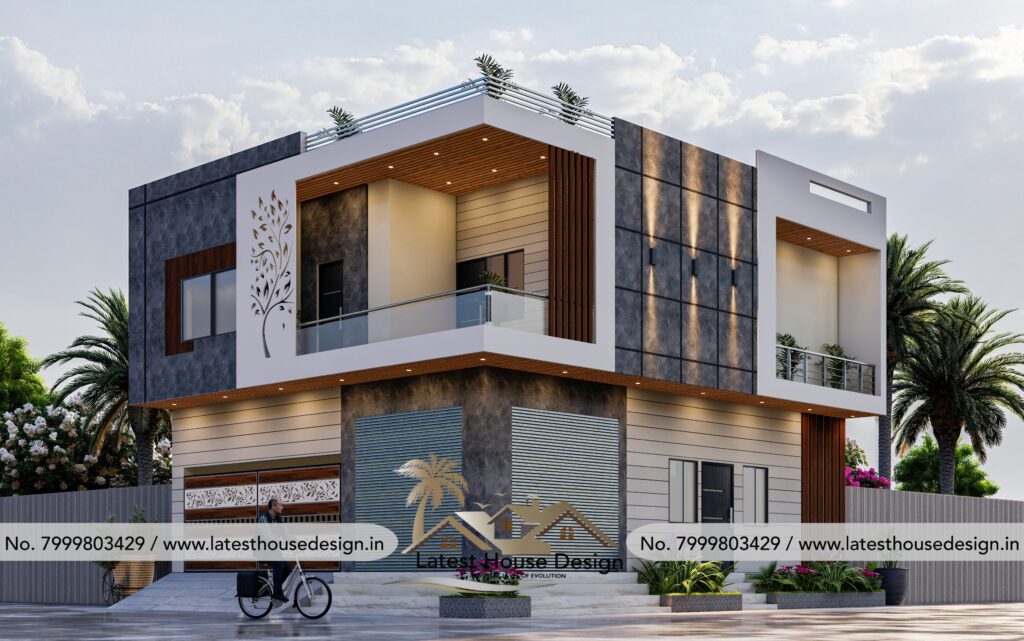 Semi Commercial Modern Elevation design with contemporary architecture