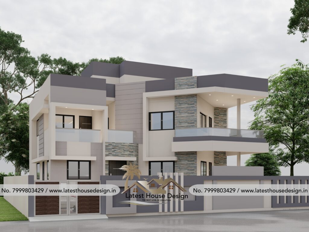 Modern house 3D elevation design with matching real construction – Latest House Design