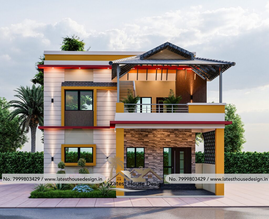 Karela hut style elevation design with curved organic structure, eco-friendly materials and unique modern rustic facade