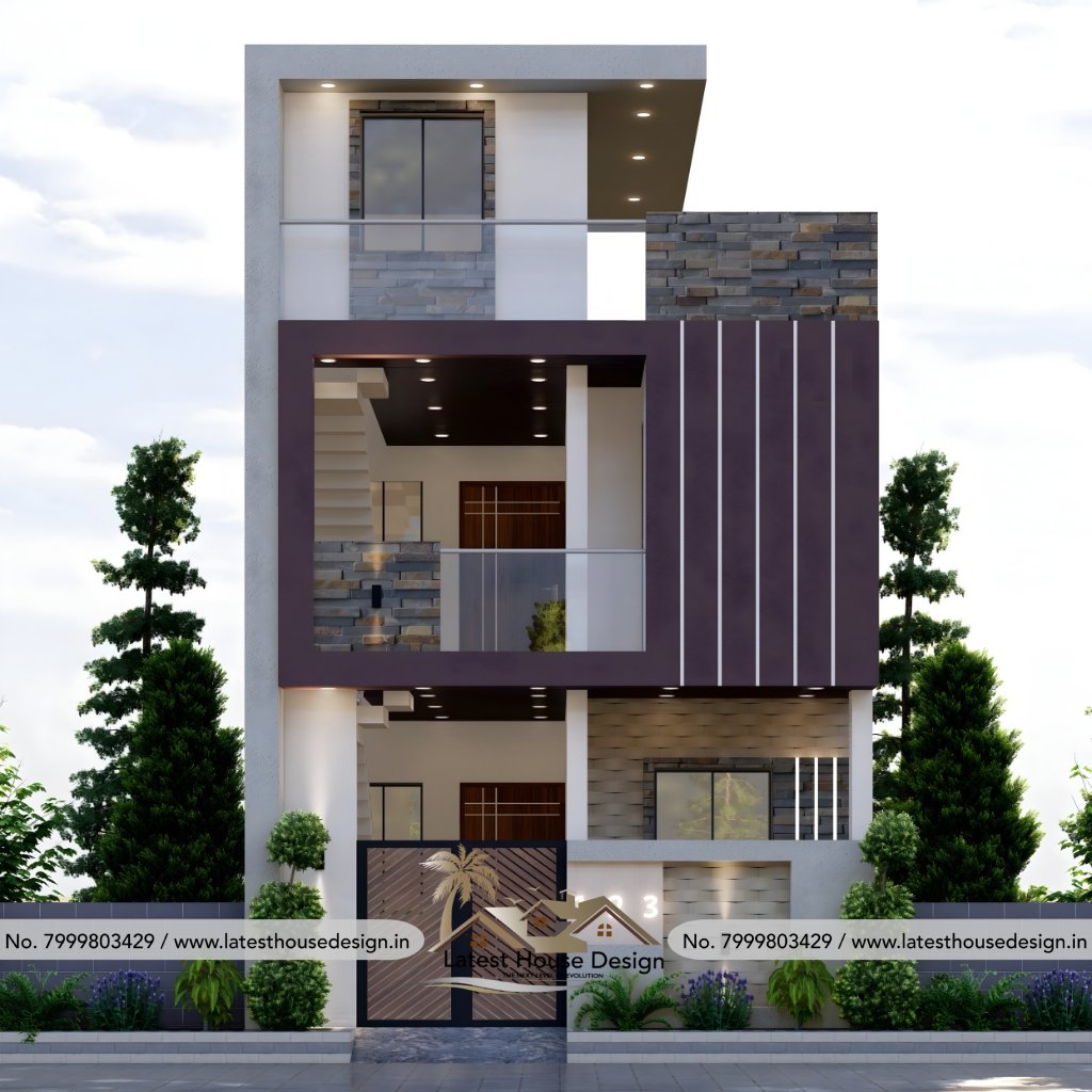 Modern house elevation design with stylish front facade, contemporary architecture and elegant exterior look
