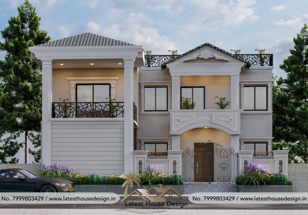 Karela hut style elevation design with curved organic structure, eco-friendly materials and unique modern rustic facade