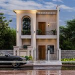 Modern house elevation design with stylish front facade, contemporary architecture and elegant exterior look